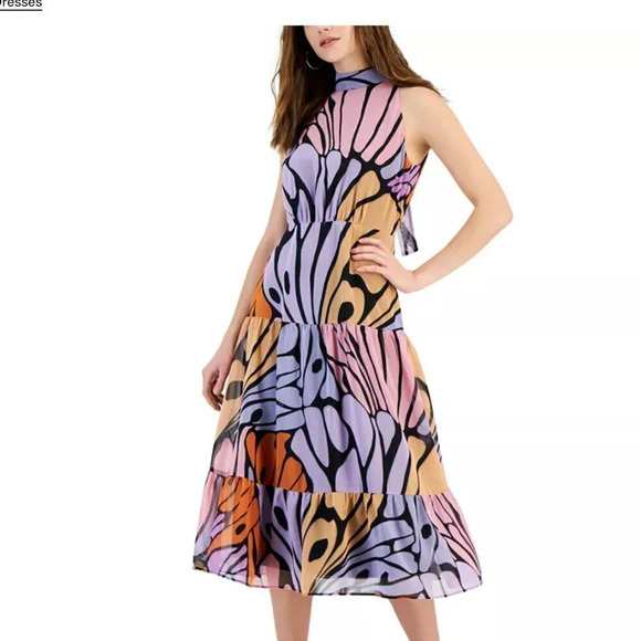 NWOT Sam Edelman Butterfly Halter Midi Dress Size 8 - Picture 1 of 10